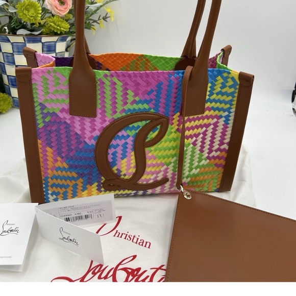 Women’s Christian Louboutin side-by-side tote with removable pouch made in Italy - Picture 1 of 12